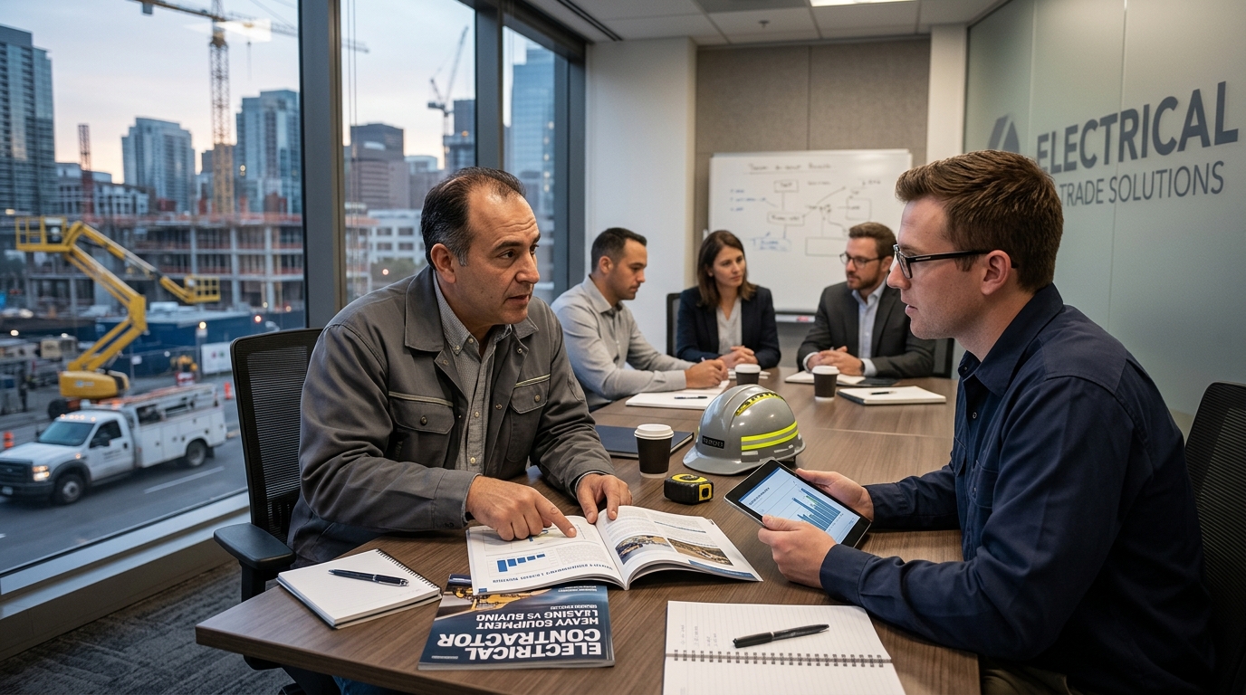Illustration: Heavy Equipment Leasing vs Buying: The 2026 Financial Playbook for Electrical Contractors